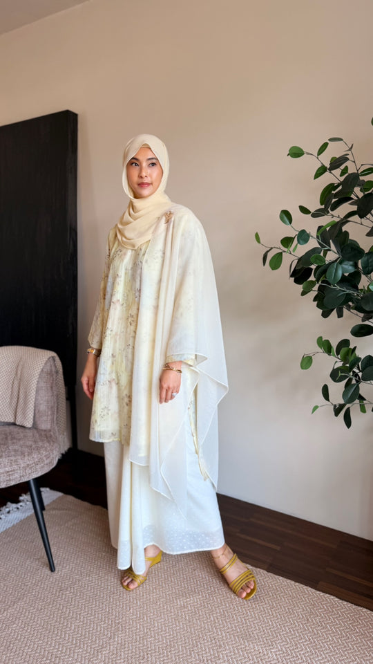 TANJUNG Long Kurung Set in Lemon Blossom