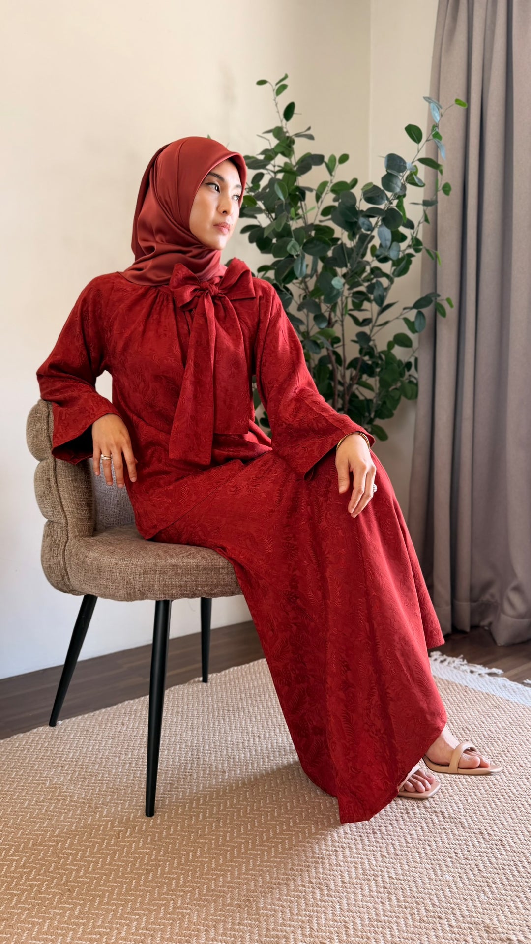 JAMILA Bow-tie Blouse & Skirt Set in Saffron