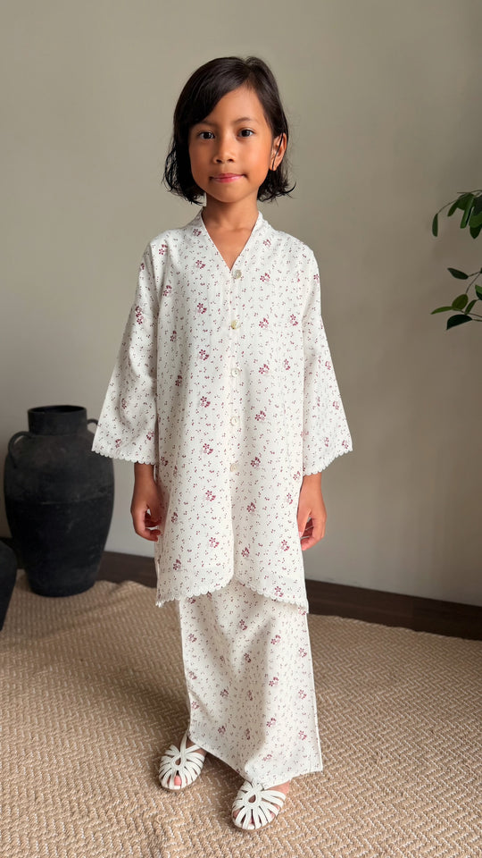 MAYANG Long Kebarung Set in Merlot Ditsy