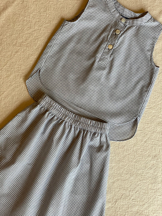 ELLIE Baby’s Sleeveless Blouse and Skirt Set in Gingham