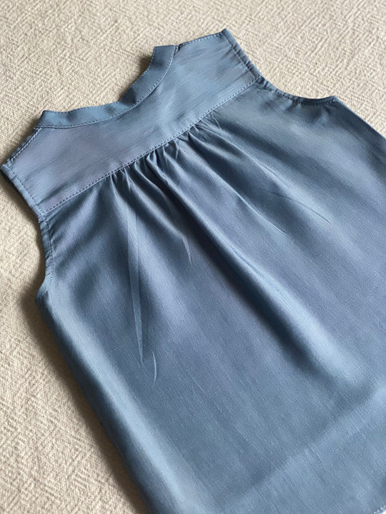 ELLIE Baby’s Sleeveless Blouse in Dusty Blue (Top Only)