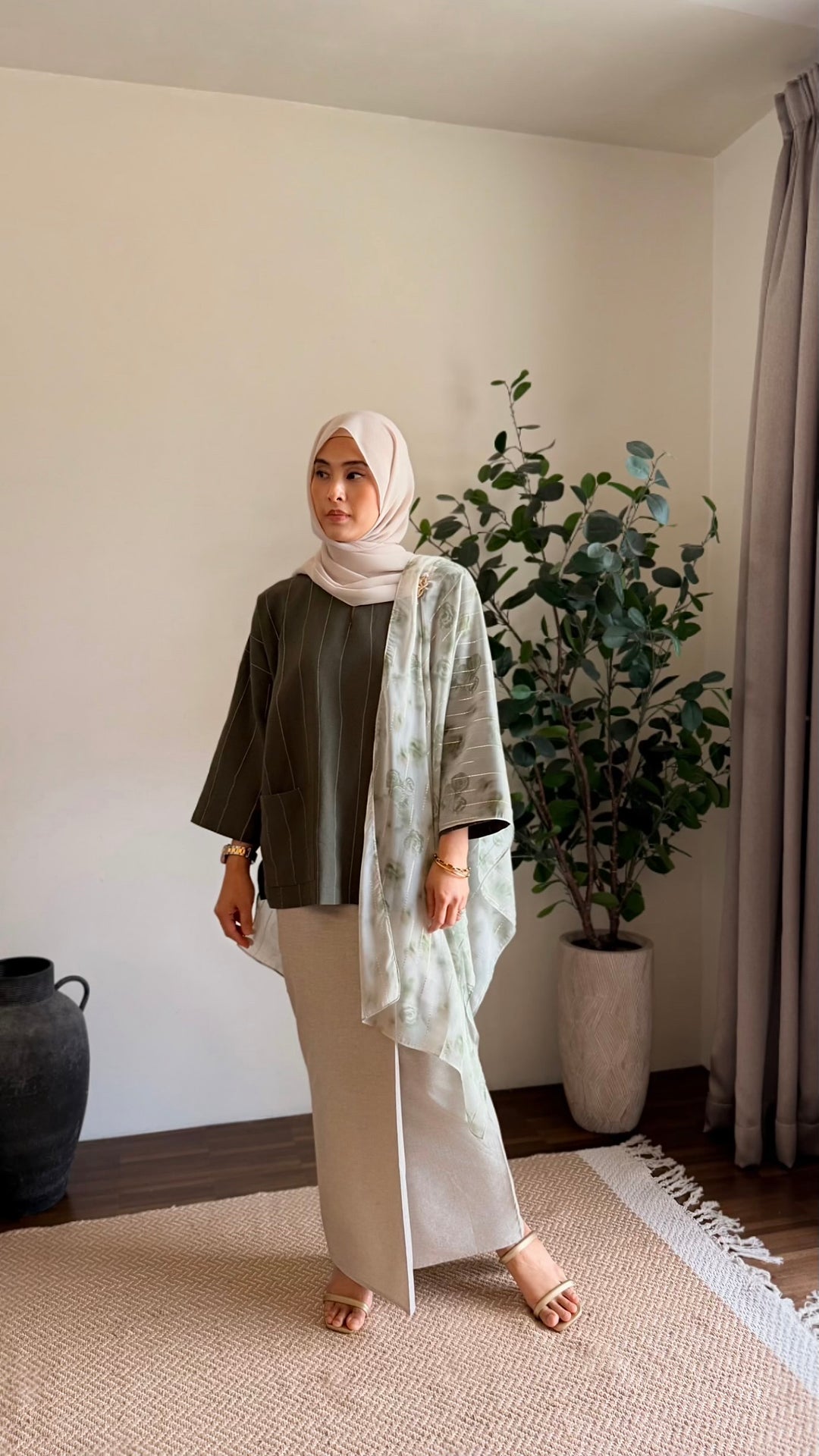 MAIMUNAH Kurung Kedah Set in Olive