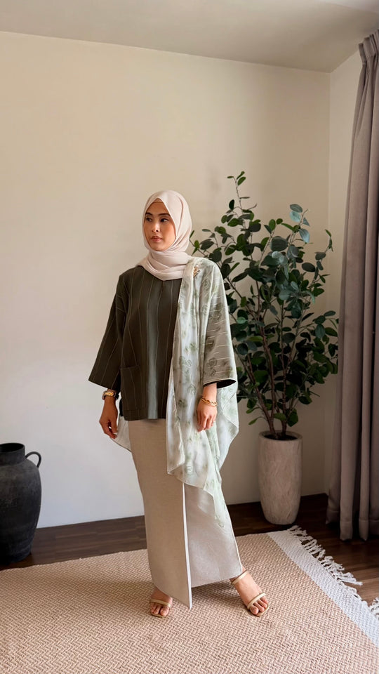 MAIMUNAH Kurung Kedah Set in Olive