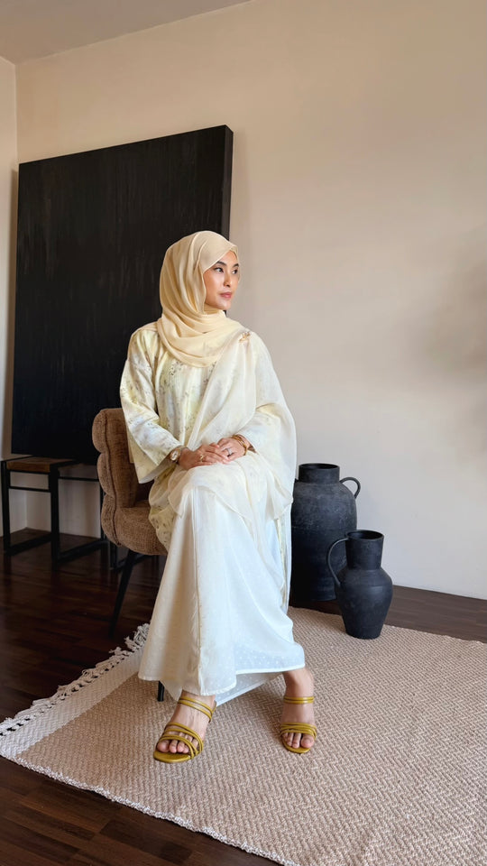 TANJUNG Long Kurung Set in Lemon Blossom