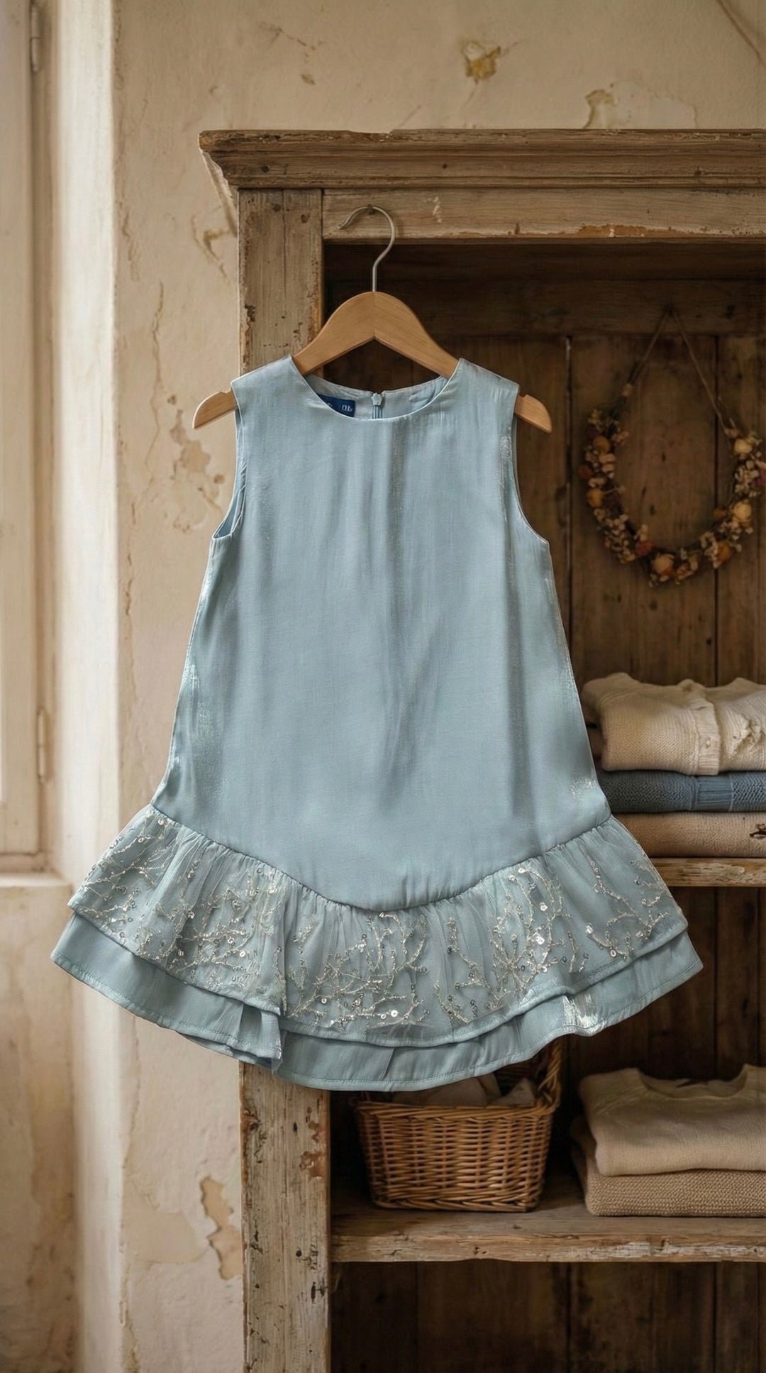 LILI Baby's Dress in Gilded Ice Blue