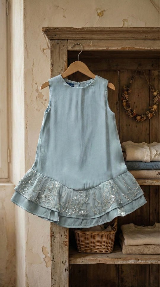 LILI Baby's Dress in Gilded Ice Blue