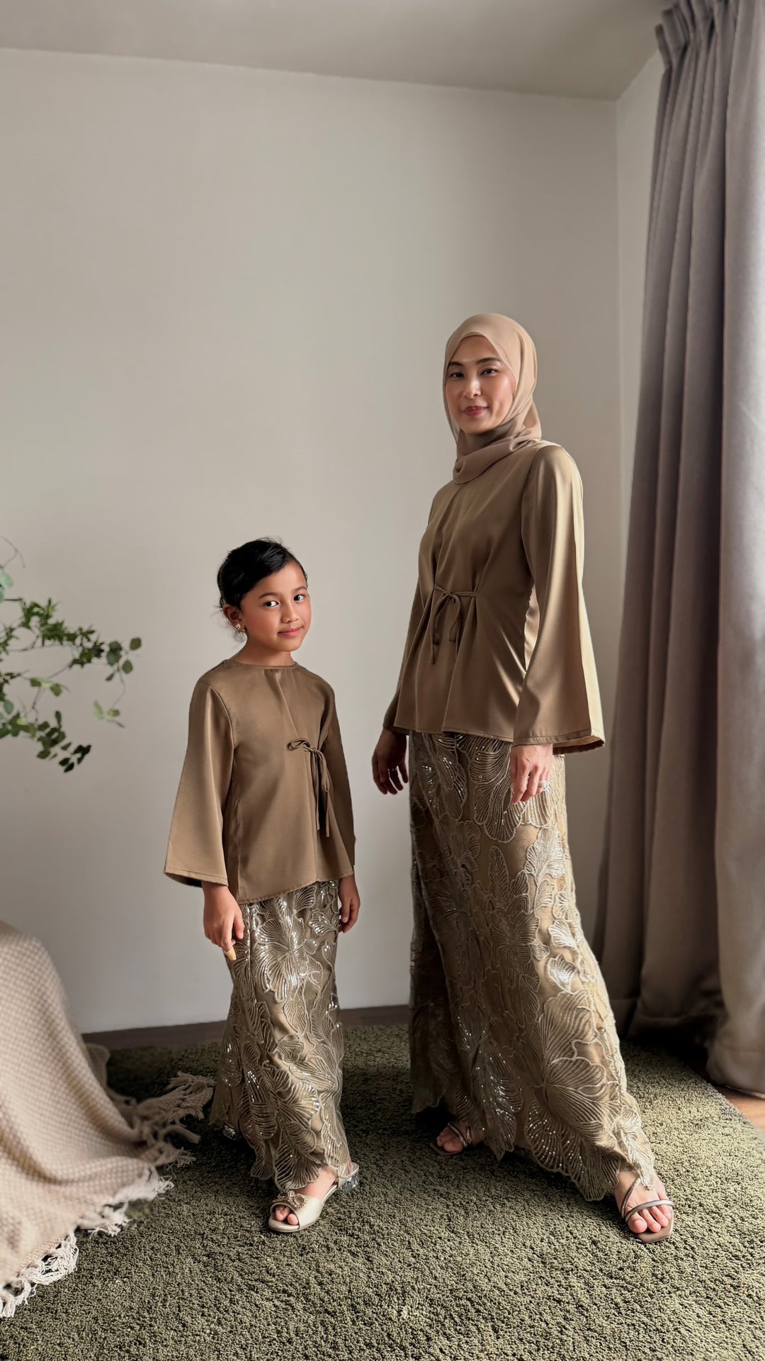 ELENA Blouse & Skirt Set in Gilded Taupe