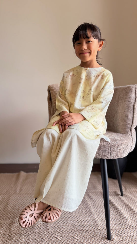 KASTURI Long Kurung Set in Lemon Blossom