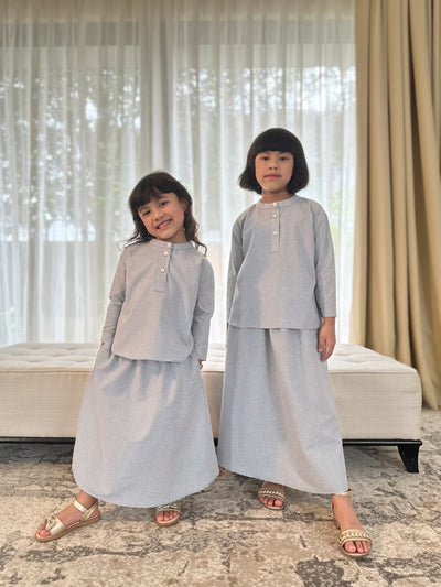 CLAIRE Blouse & Skirt Set in Blue Gingham