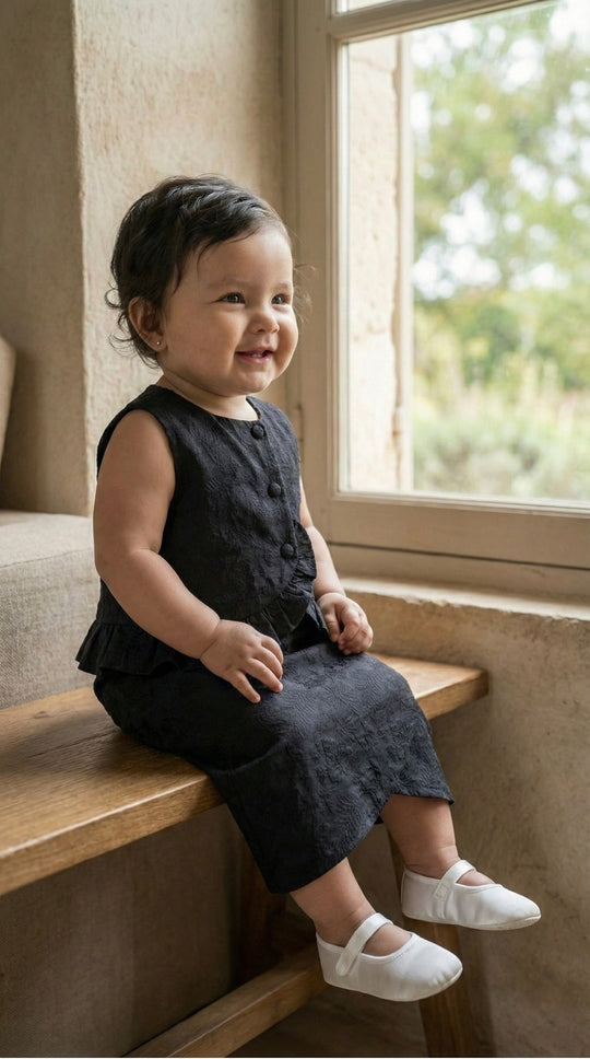 AYRA Baby’s Blouse & Skirt Set in Charcoal