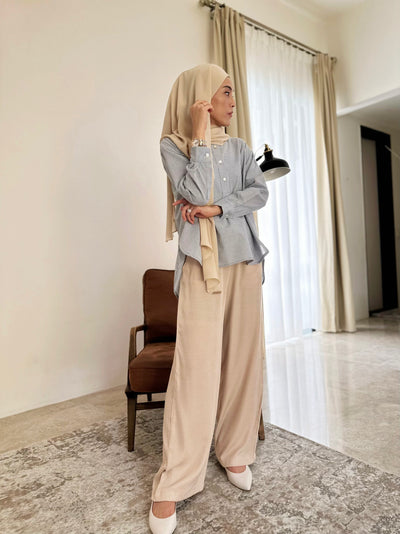ALMA Asymmetric Blouse in Blue Gingham (Top Only)