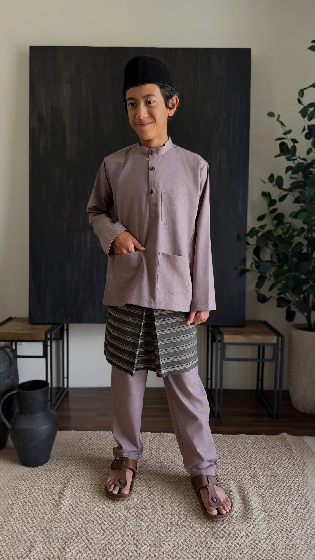 ANDIKA Baju Melayu Cekak Musang Set in Desert Blush