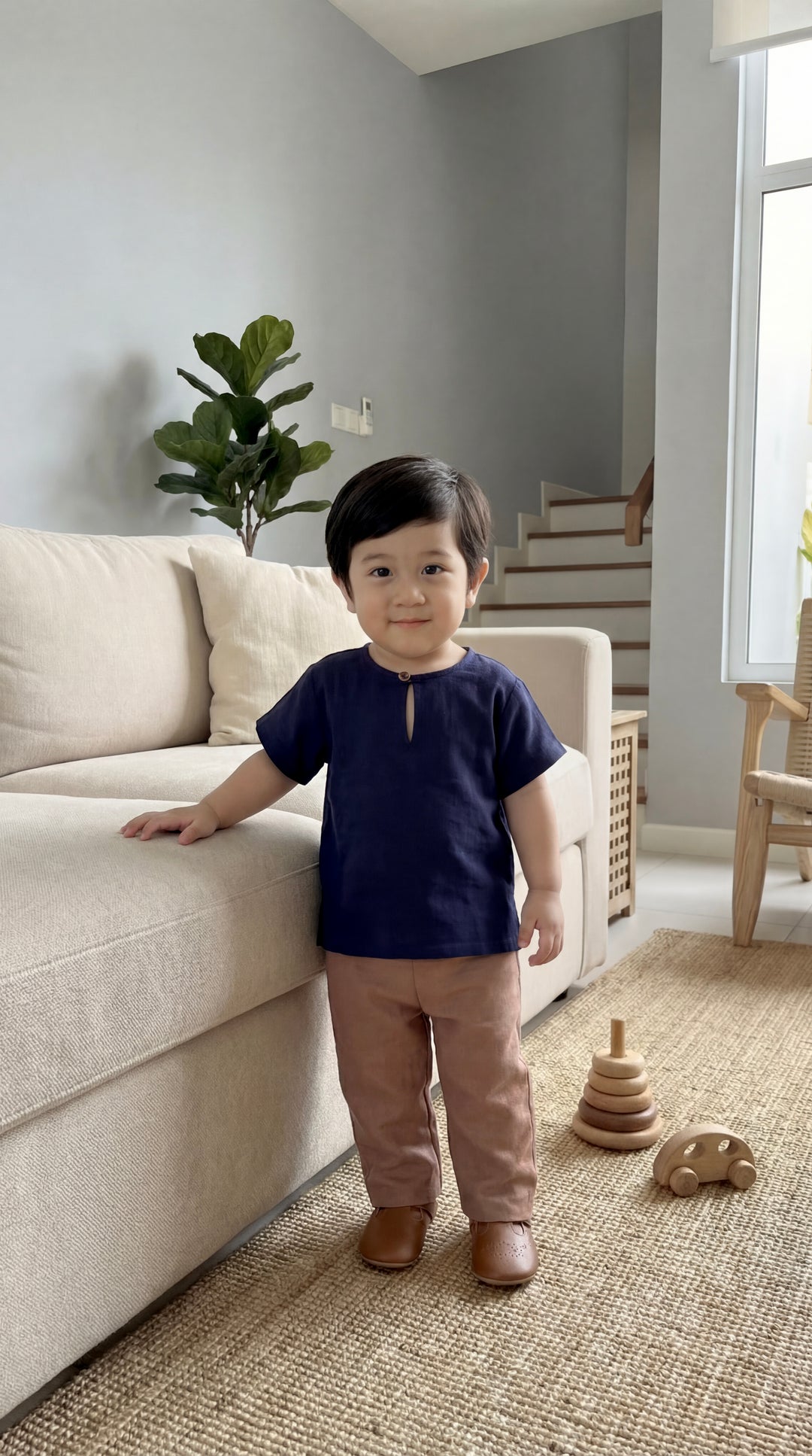 MUDA Baby's Teluk Belanga Kurta in Midnight Blue