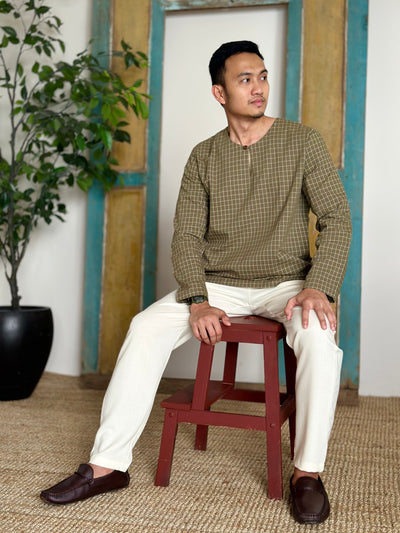 BUDI Teluk Belanga Kurta in Olive