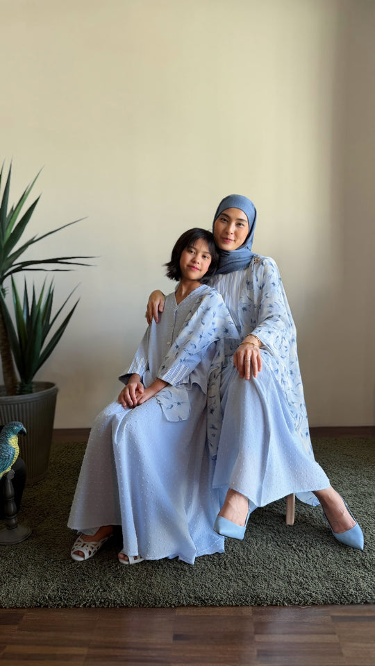 CEMARA Short Kebaya Set in Cornflower Blue