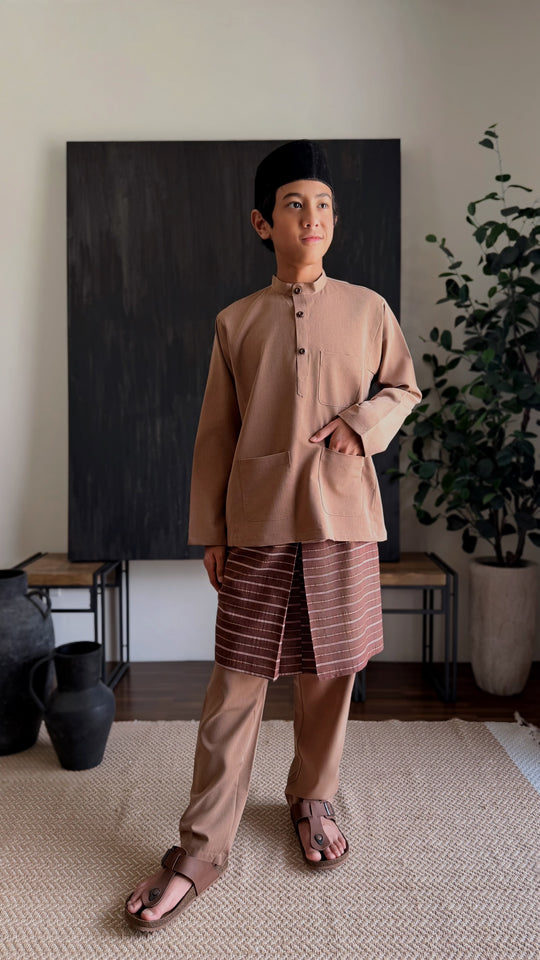 ANDIKA Baju Melayu Cekak Musang Set in Clay Brown