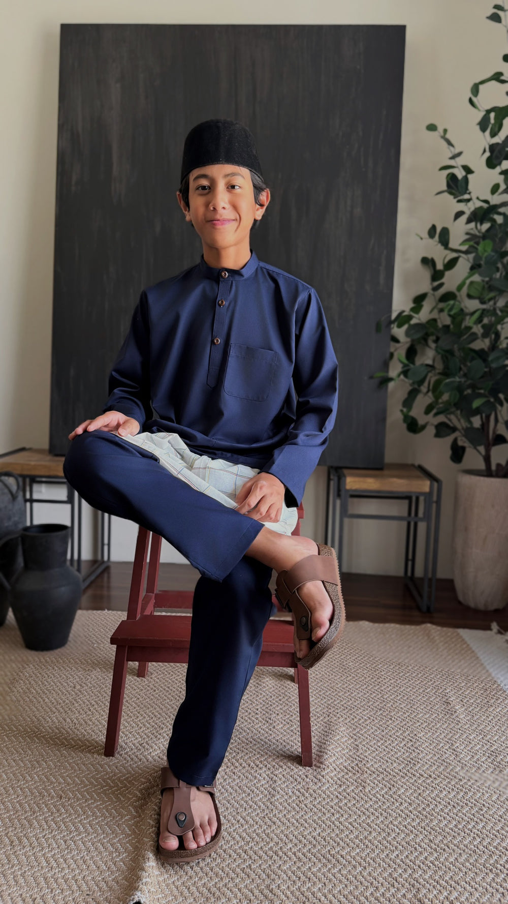 ANDIKA Baju Melayu Cekak Musang Set in Midnight Blue