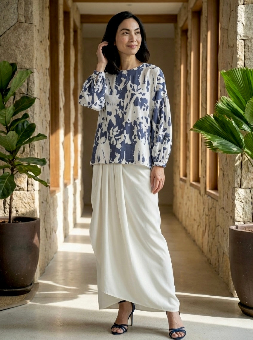 LANTANA Short Kurung Set in Vanilla Azure