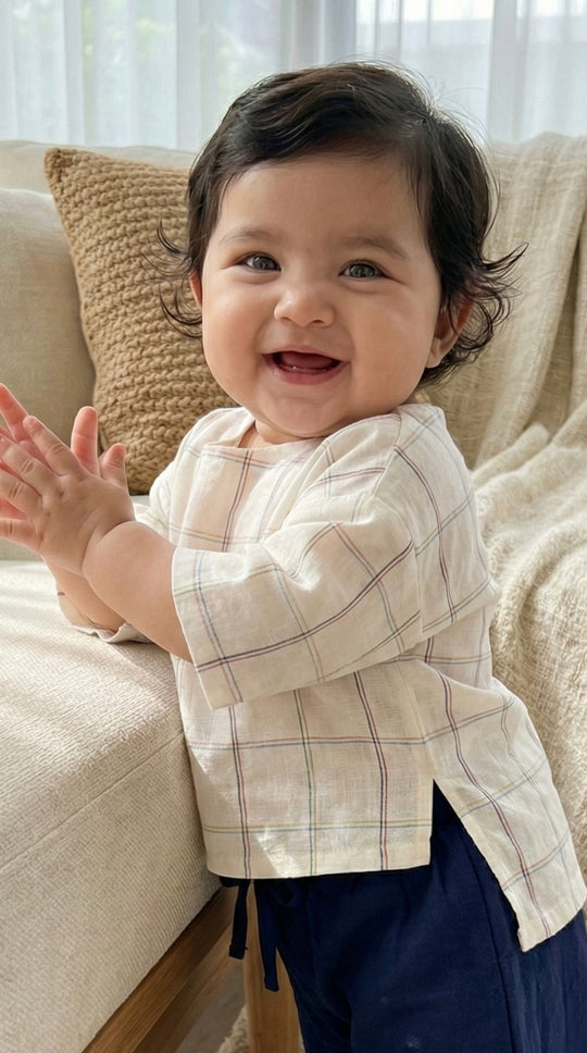 KENANGA Blouse in Pastel Grid (Top Only)