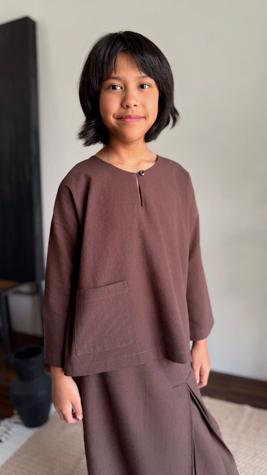 KESUMA Kurung Kedah Set in Chocolate Gingham