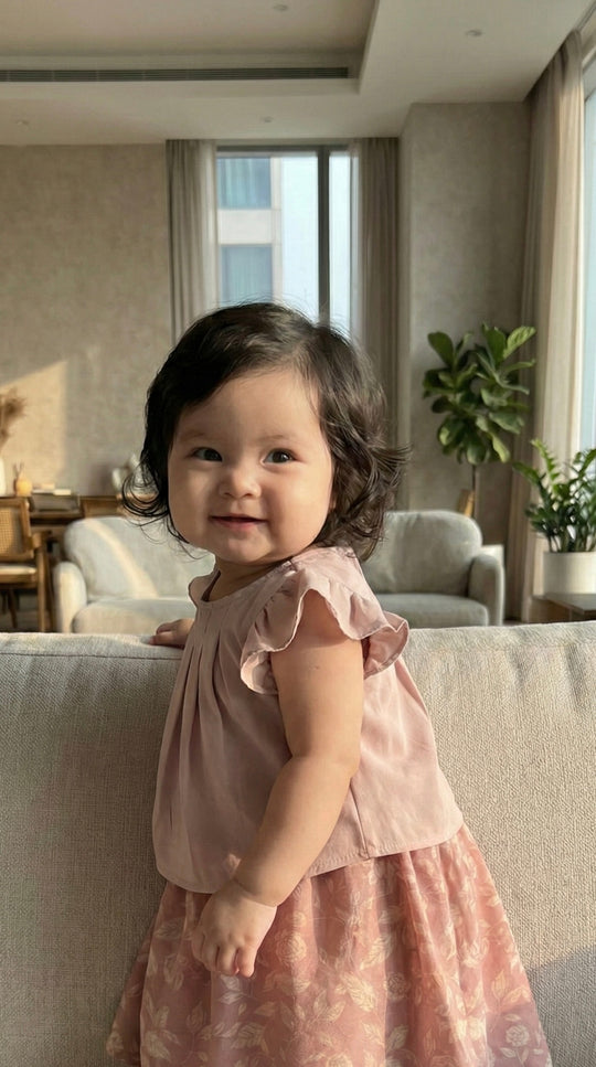 KUNTUM Baby’s Mini Kurung Set in Antique Blush