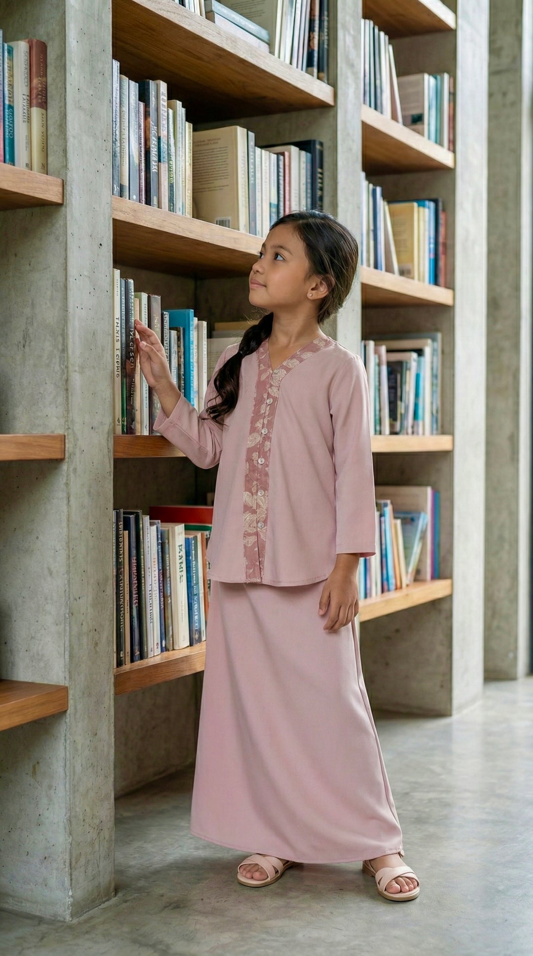 CAHAYA Modern Mini Kurung Set in Antique Blush