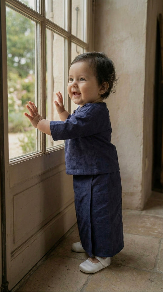 KESUMA Baby's Kurung Kedah Set in Navy Blue