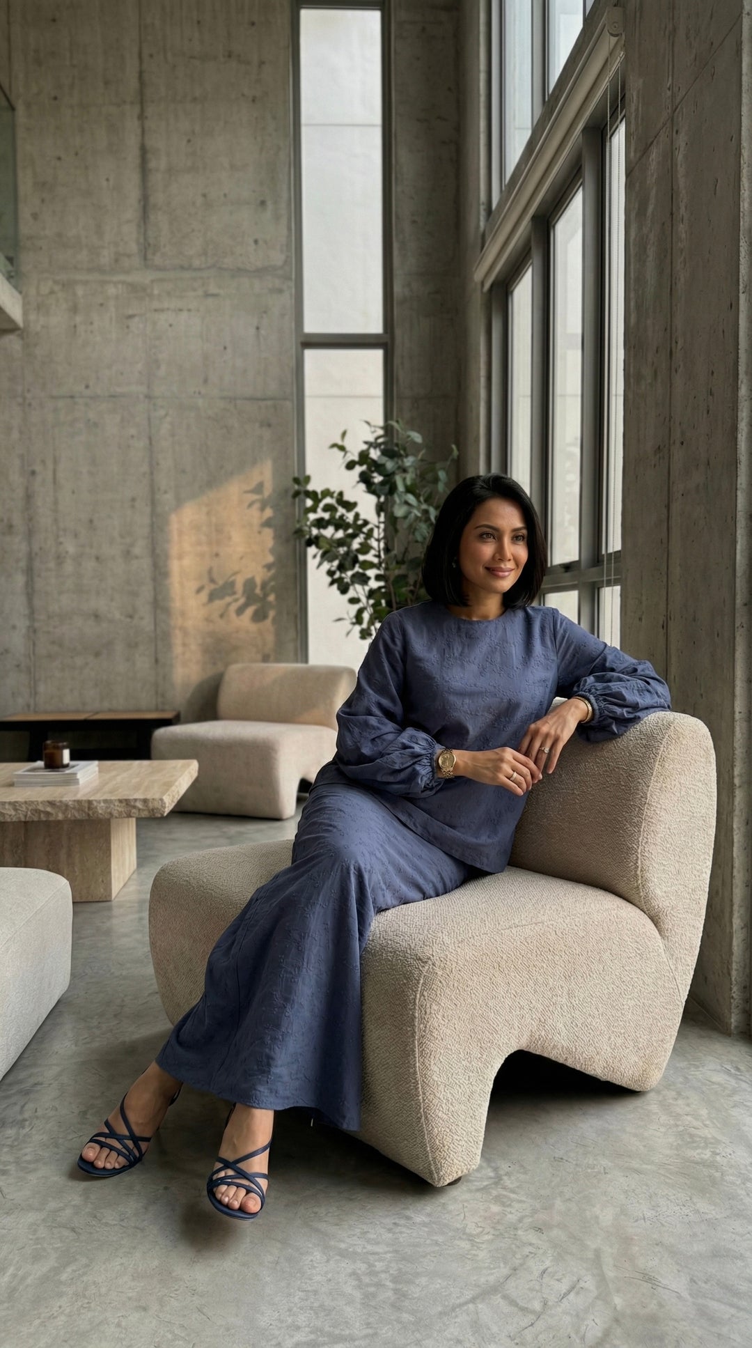 MAYA Modern Kurung Set in Ash Blue