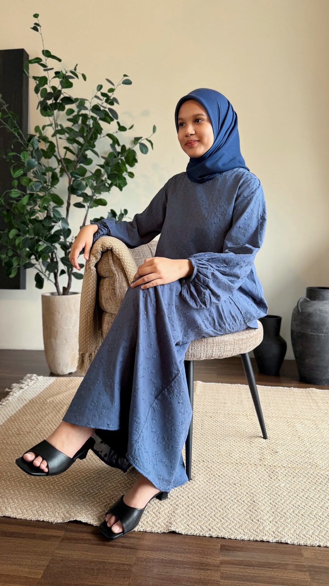 MAYA Modern Kurung Set in Ash Blue