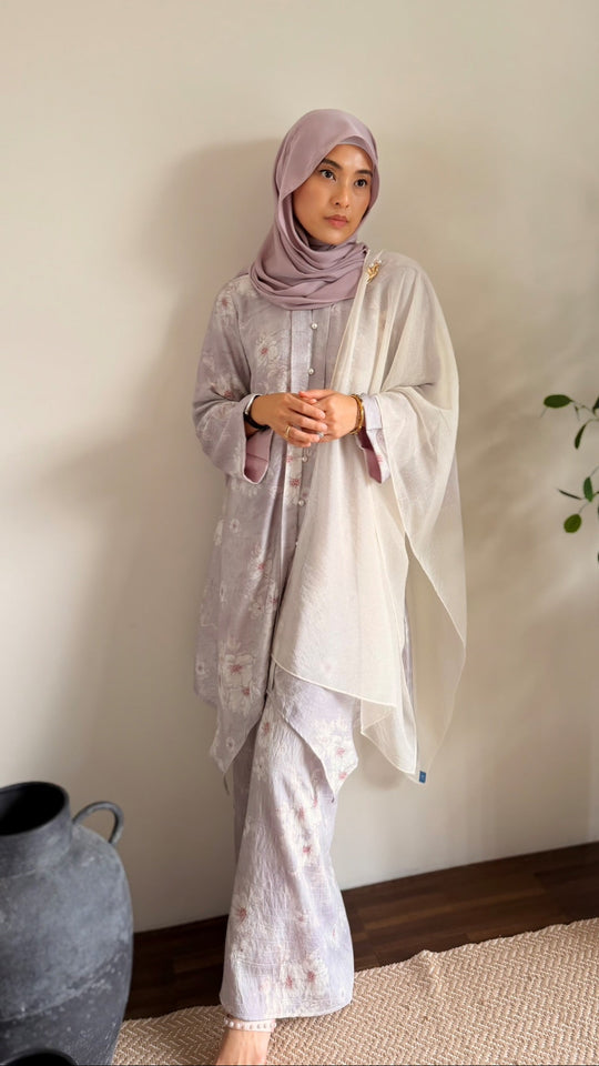RATU Long Kebaya Set in Misty Thistle