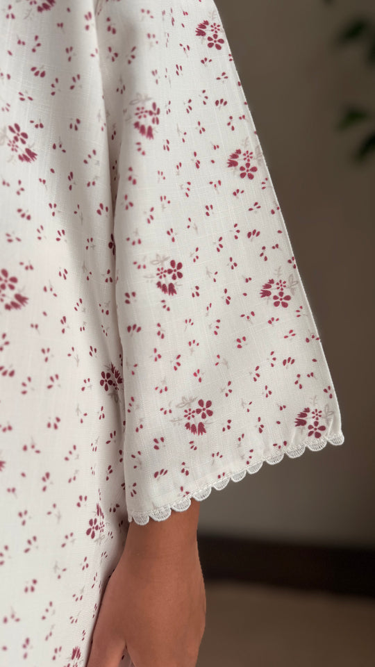 MAYANG Long Kebarung Set in Merlot Ditsy