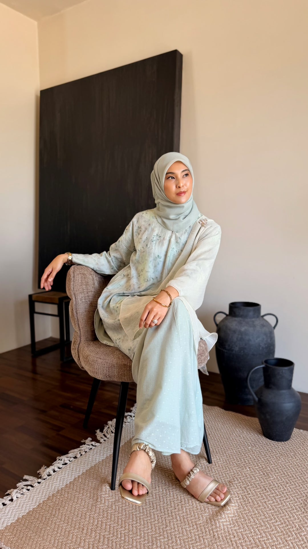 TANJUNG Long Kurung Set in Lido Green