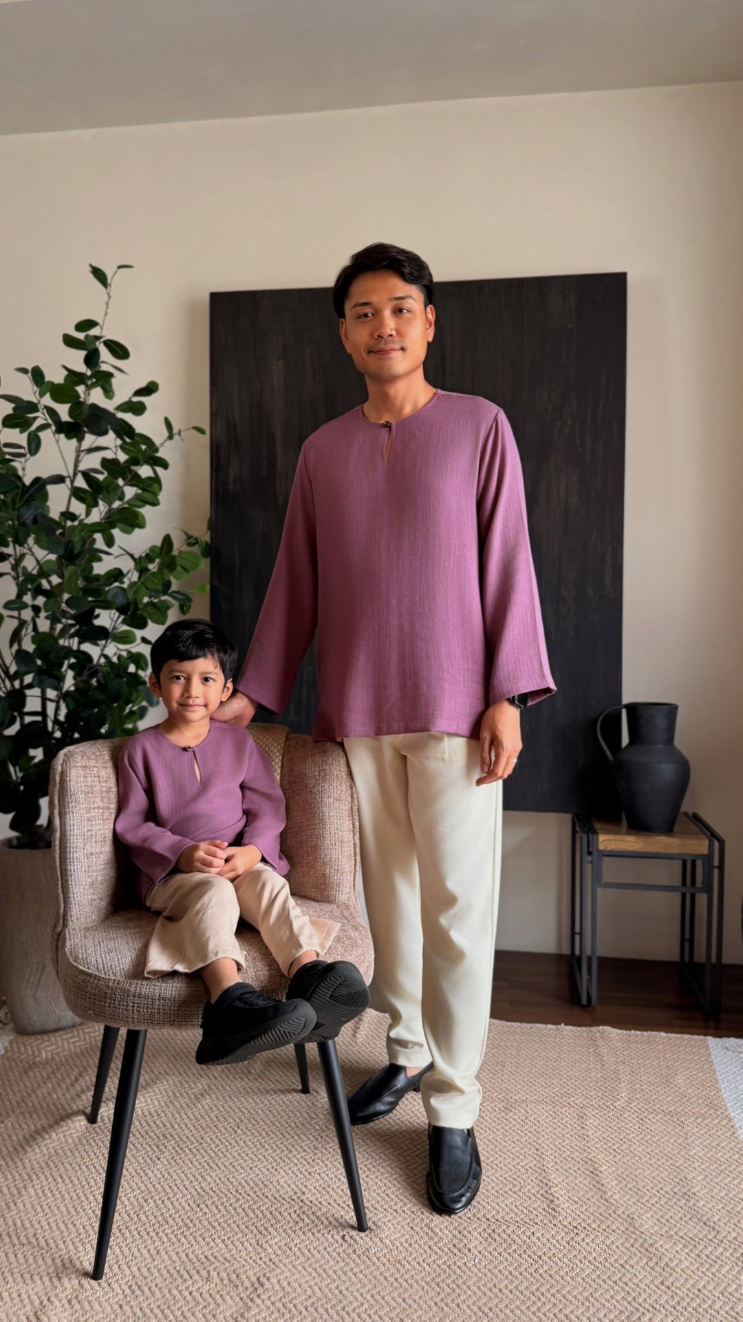 TUALANG Teluk Belanga Kurta in Old Plum