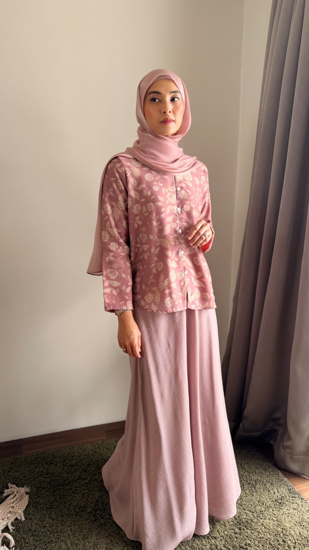 KEJORA Modern Mini Kurung Set in Antique Blush