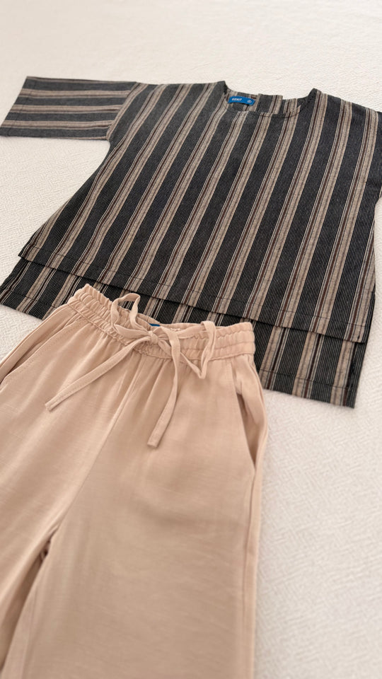 KENANGA Blouse & Pants Set in Espresso Stripes