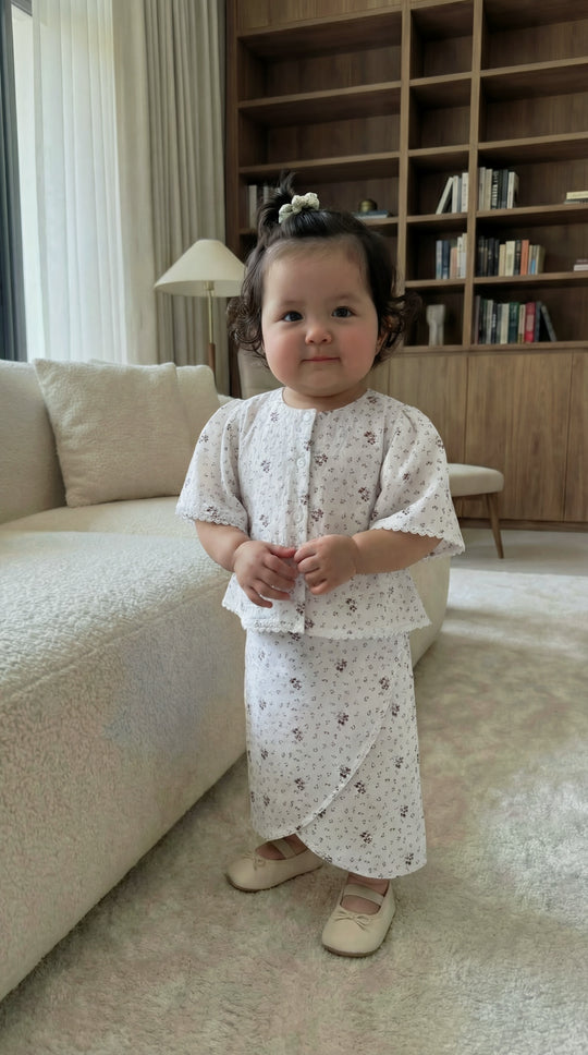 MELUR Baby’s Kebaya Set in Merlot Ditsy