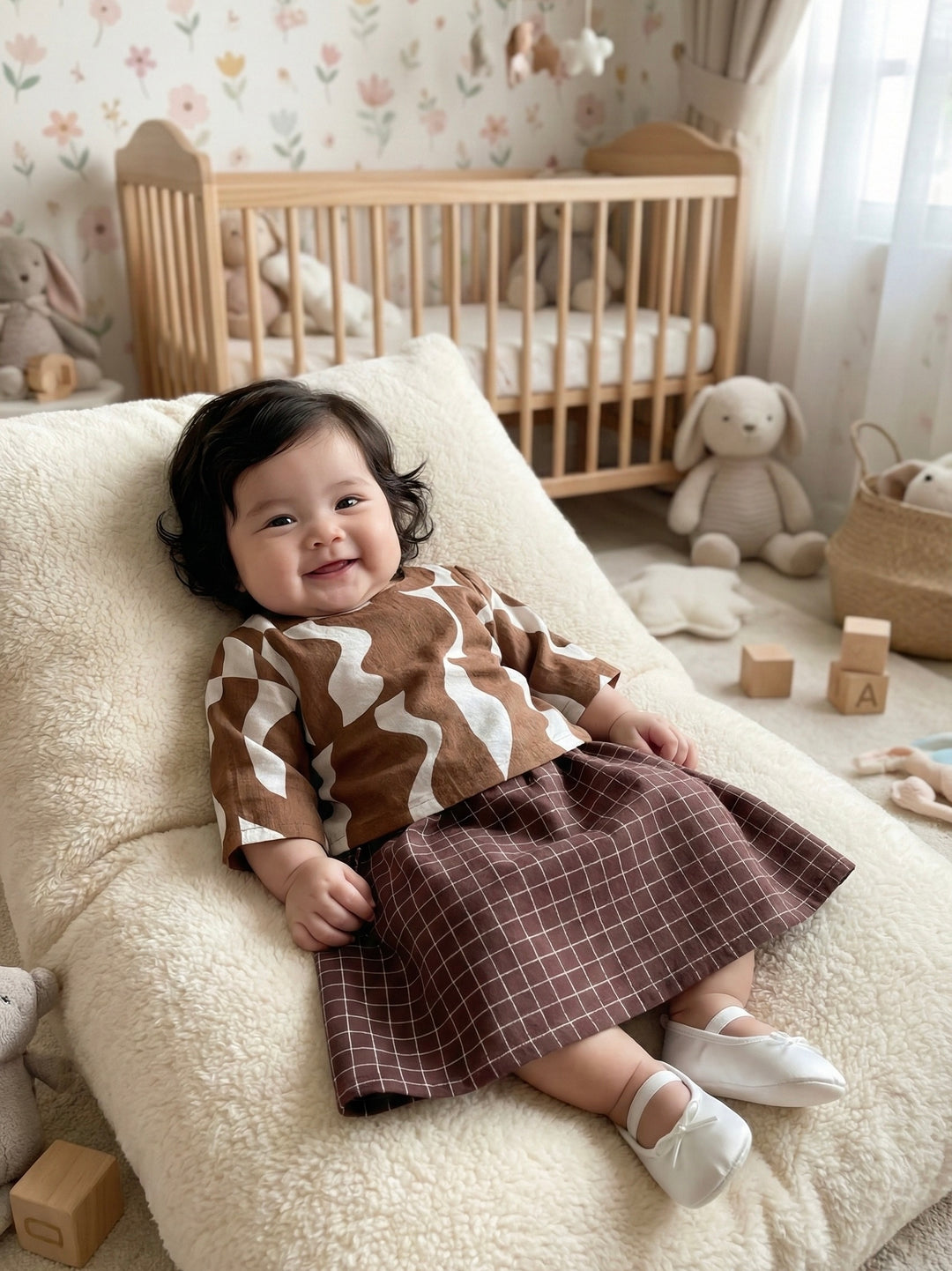 ORKED Baby’s Modern Kurung Set in Cocoa