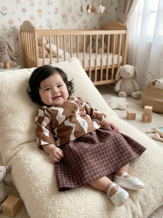 ORKED Baby’s Modern Kurung Set in Cocoa