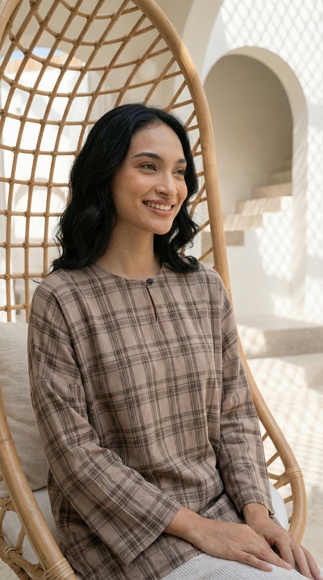 MAIMUNAH Kedah Top in Olive Plaid