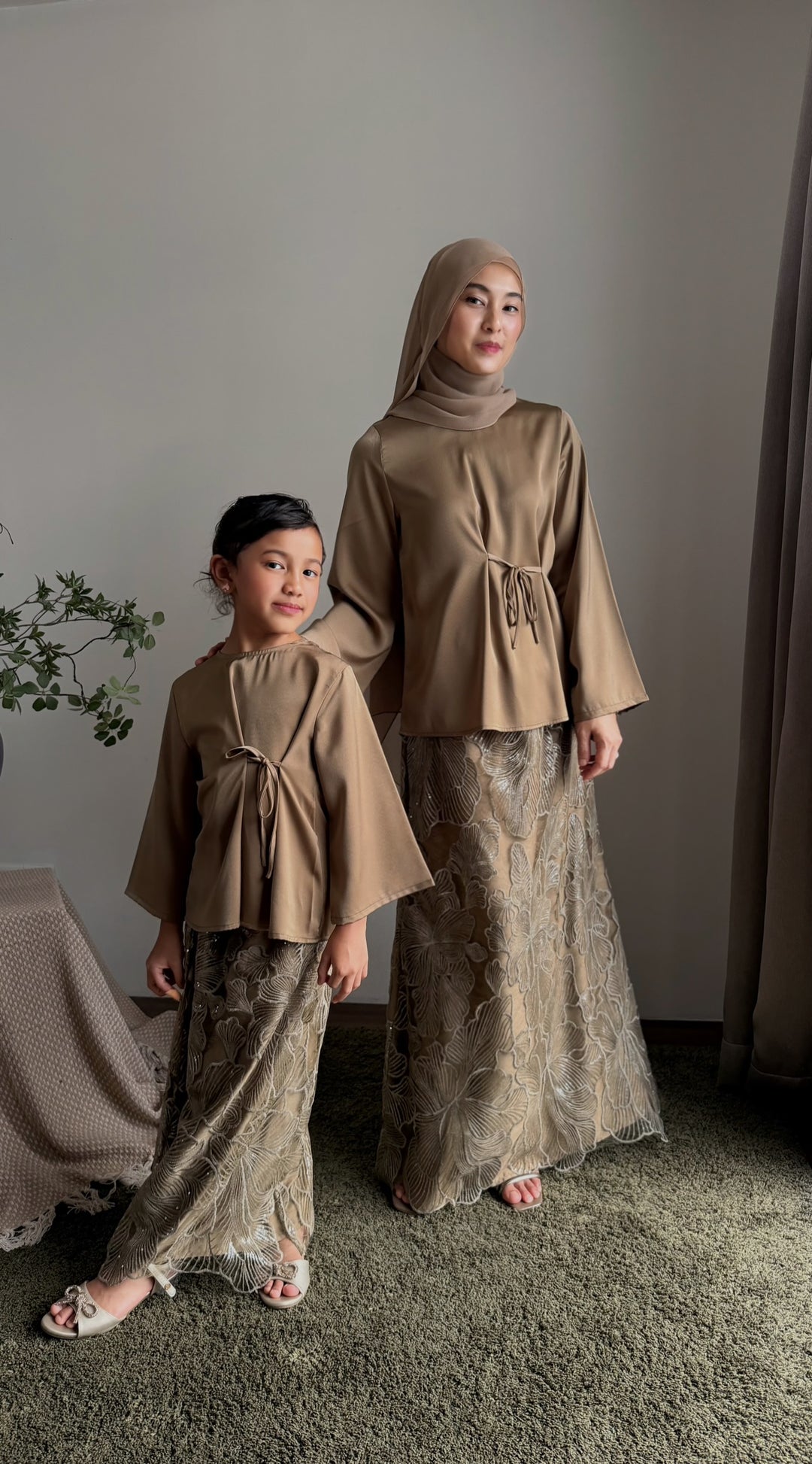 MONA Blouse & Skirt Set in Gilded Taupe