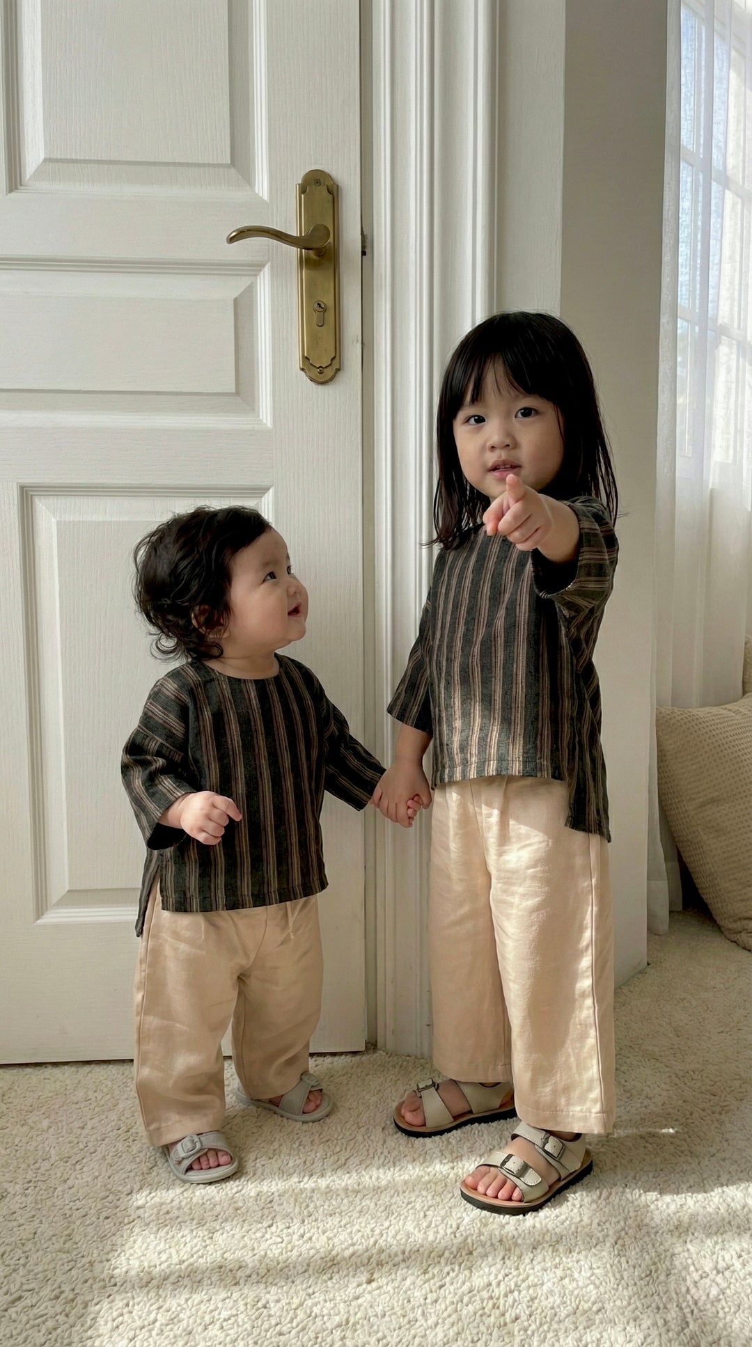 KENANGA Blouse & Pants Set in Espresso Stripes