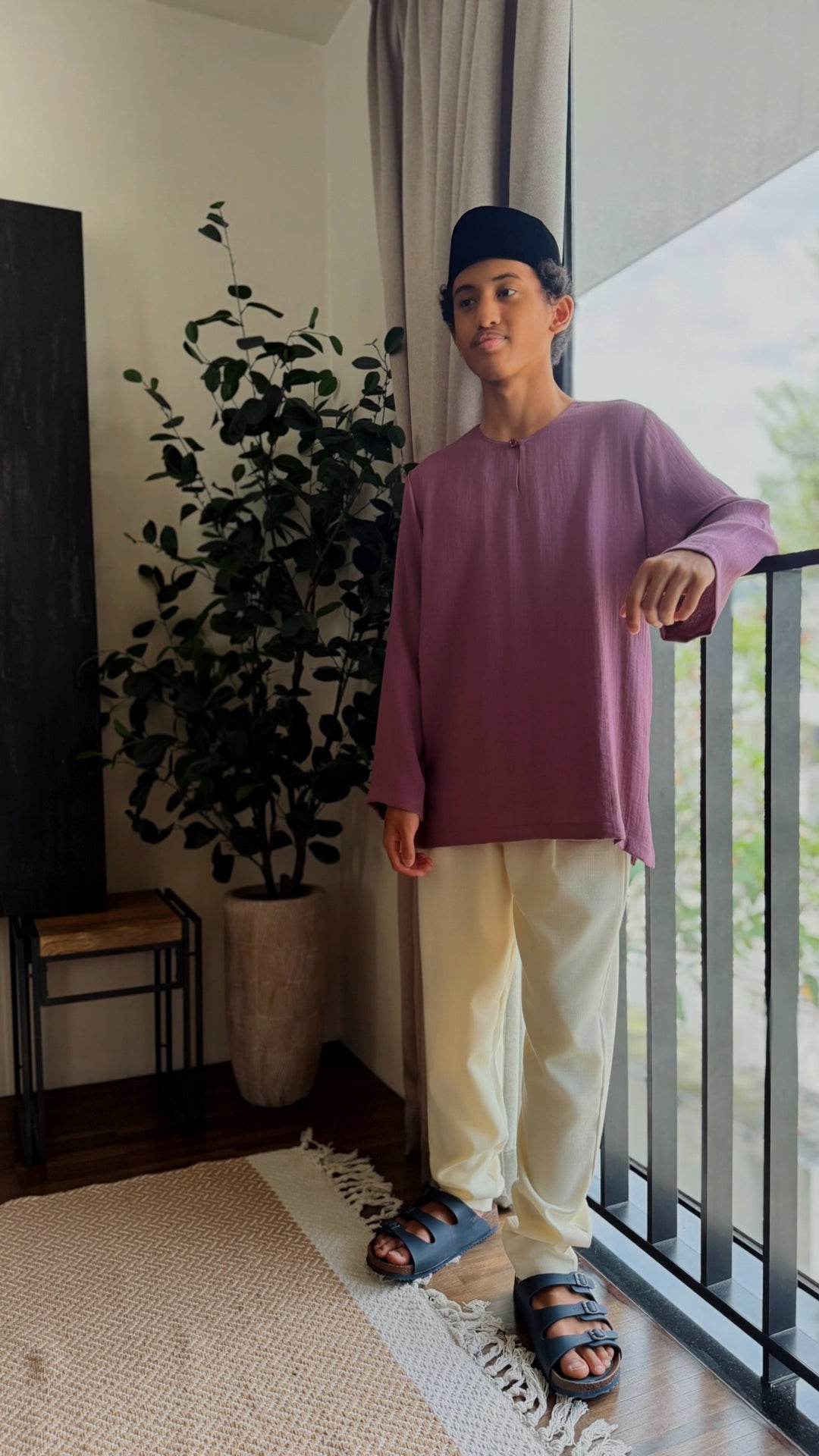 TUALANG Teluk Belanga Kurta in Old Plum