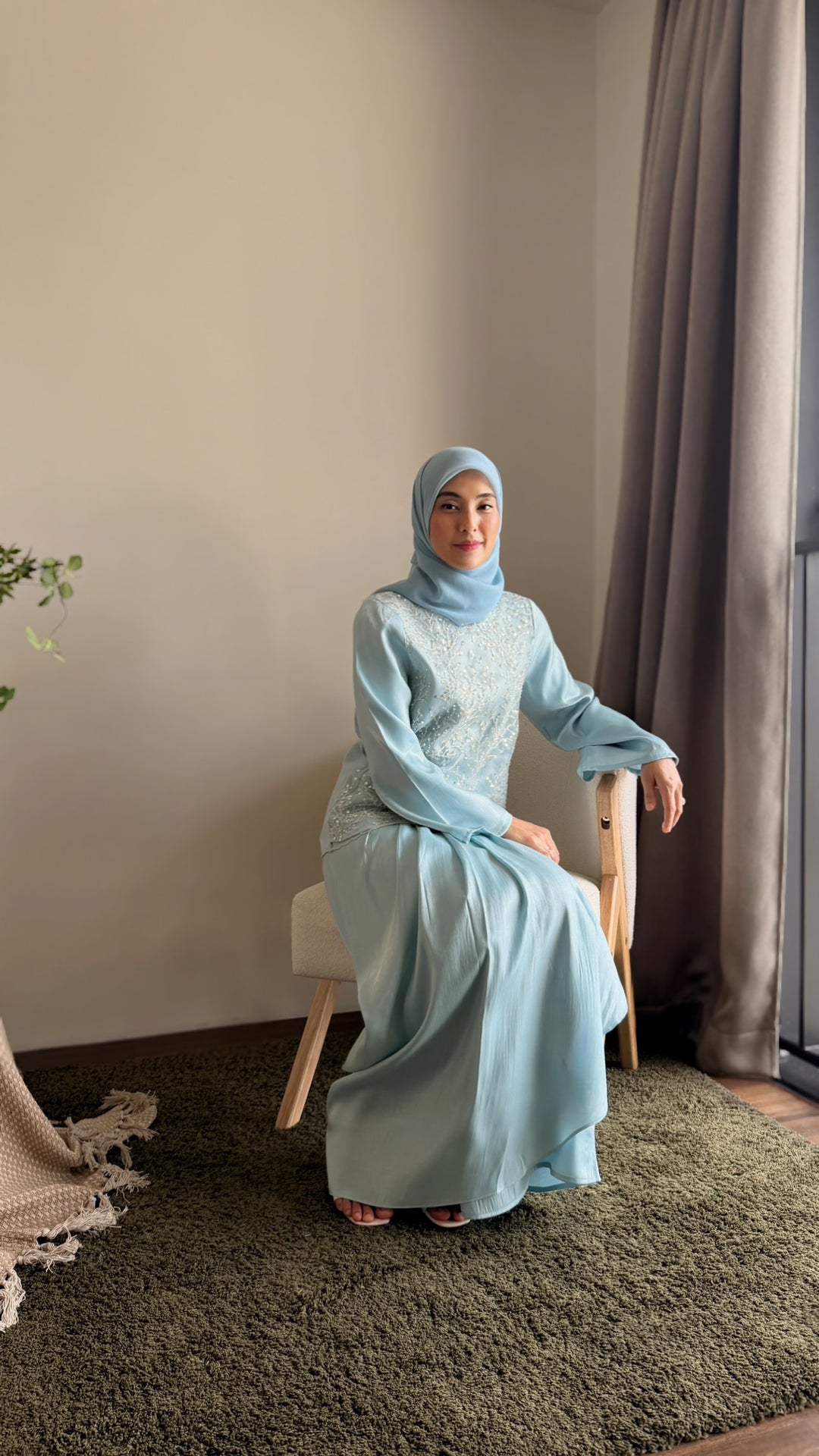 KEMBOJA Modern Kurung Set in Gilded Ice Blue