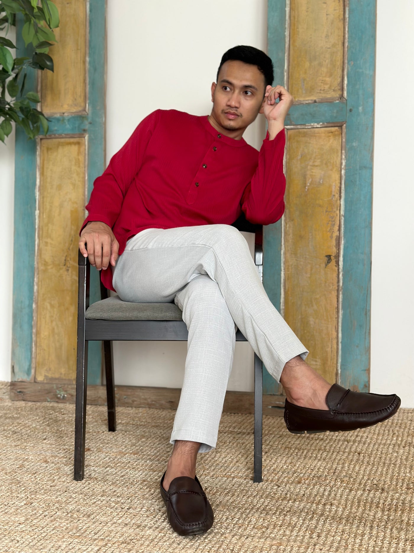 AHMAD Kurta in Carmine Red