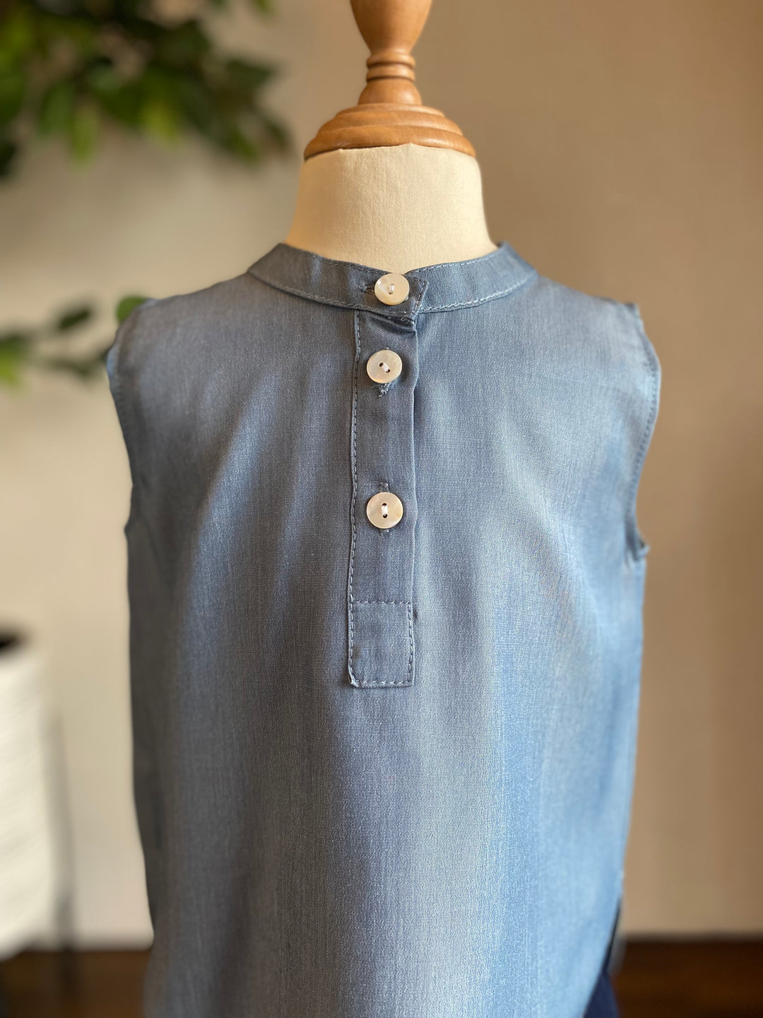 ELLIE Baby’s Sleeveless Blouse in Dusty Blue (Top Only)