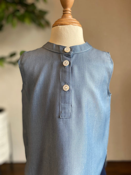 ELLIE Baby’s Sleeveless Blouse in Dusty Blue (Top Only)