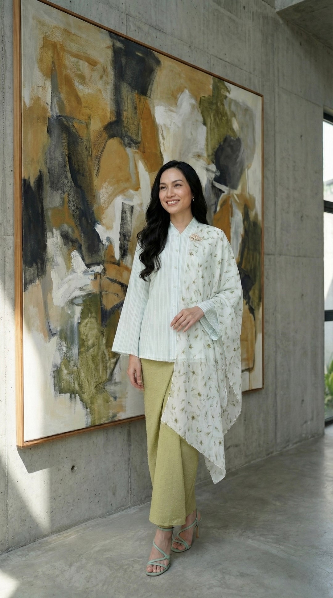 CEMARA Short Kebaya Set in Dewlight Green