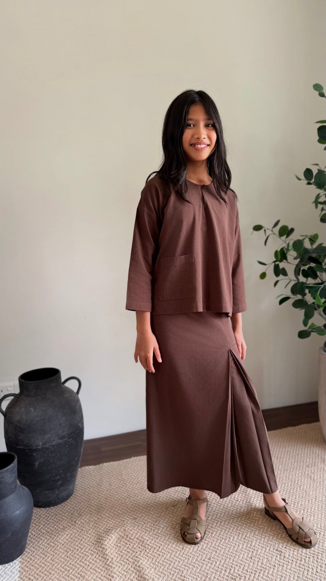 KESUMA Kurung Kedah Set in Chocolate Gingham