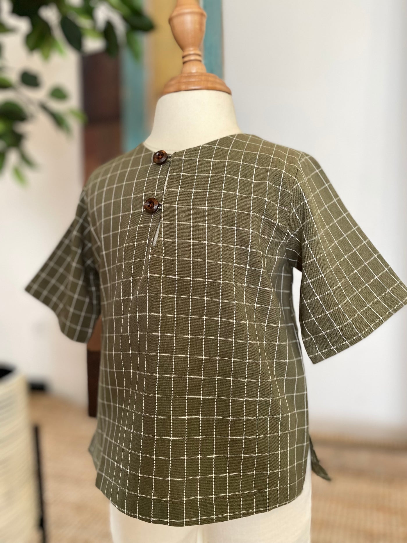 TENANG Unisex Baby’s Kurta in Olive