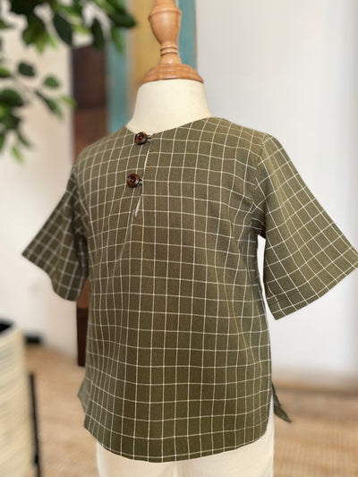 TENANG Unisex Baby’s Kurta in Olive